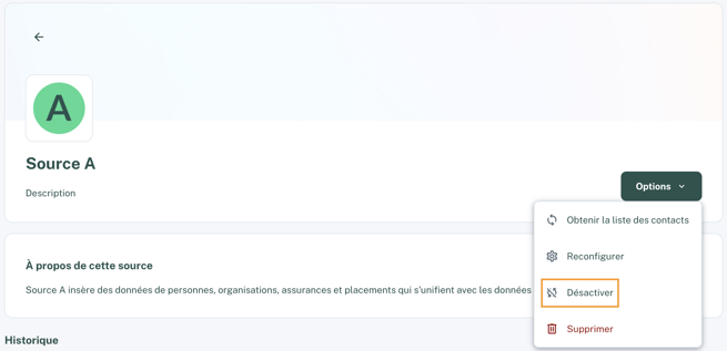 Désactiver une source - FR