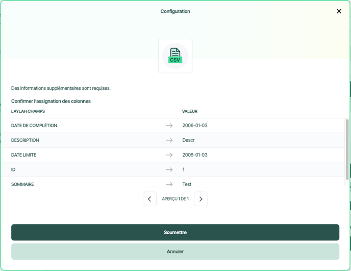 Import CSV réviser résult - FR