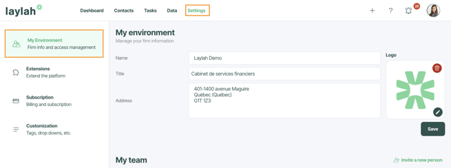 Modifier les infos de lenvironnement - EN