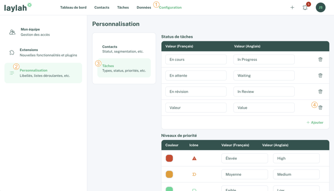 Supprimer option tâche - FR